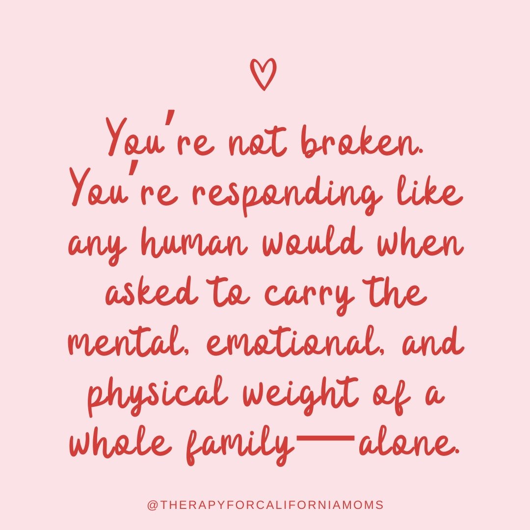 ✨ You&rsquo;re not broken. You&rsquo;re exhausted.
✨ You&rsquo;re not failing. You&rsquo;re carrying too much.
✨ You&rsquo;re not too sensitive. You&rsquo;re running on fumes.

✨ When moms are expected to be the glue holding everything together&mdash