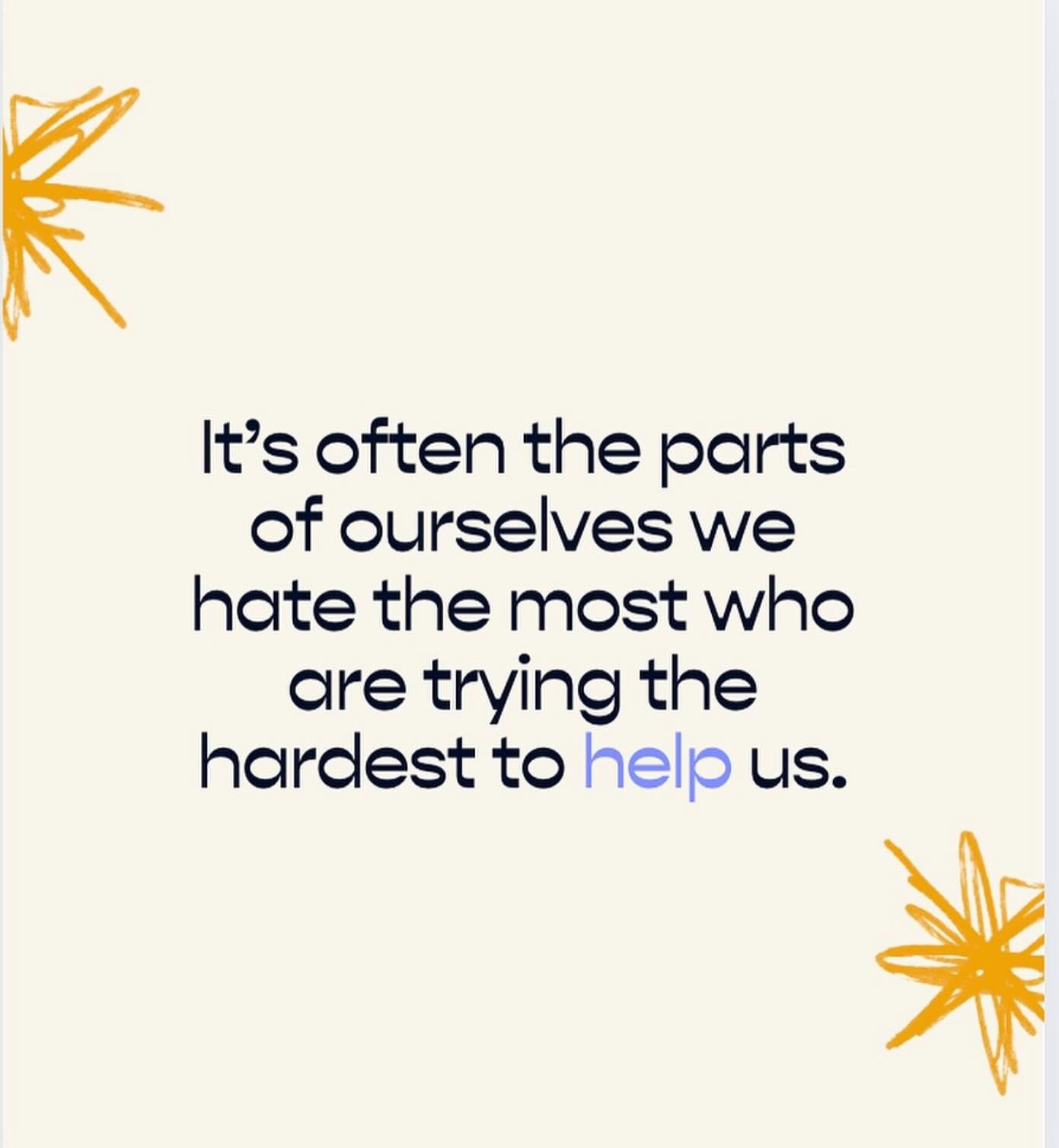 Thank you for this incredible reminder @brittfrank ! ✨💫🙌 
✨ This is why Internal Family Systems (IFS) + Parts Work Has Changed Me + My Clients. 
✨ Instead of resisting and hating parts of ourselves we stop and ask them: 
✨How are you trying to help