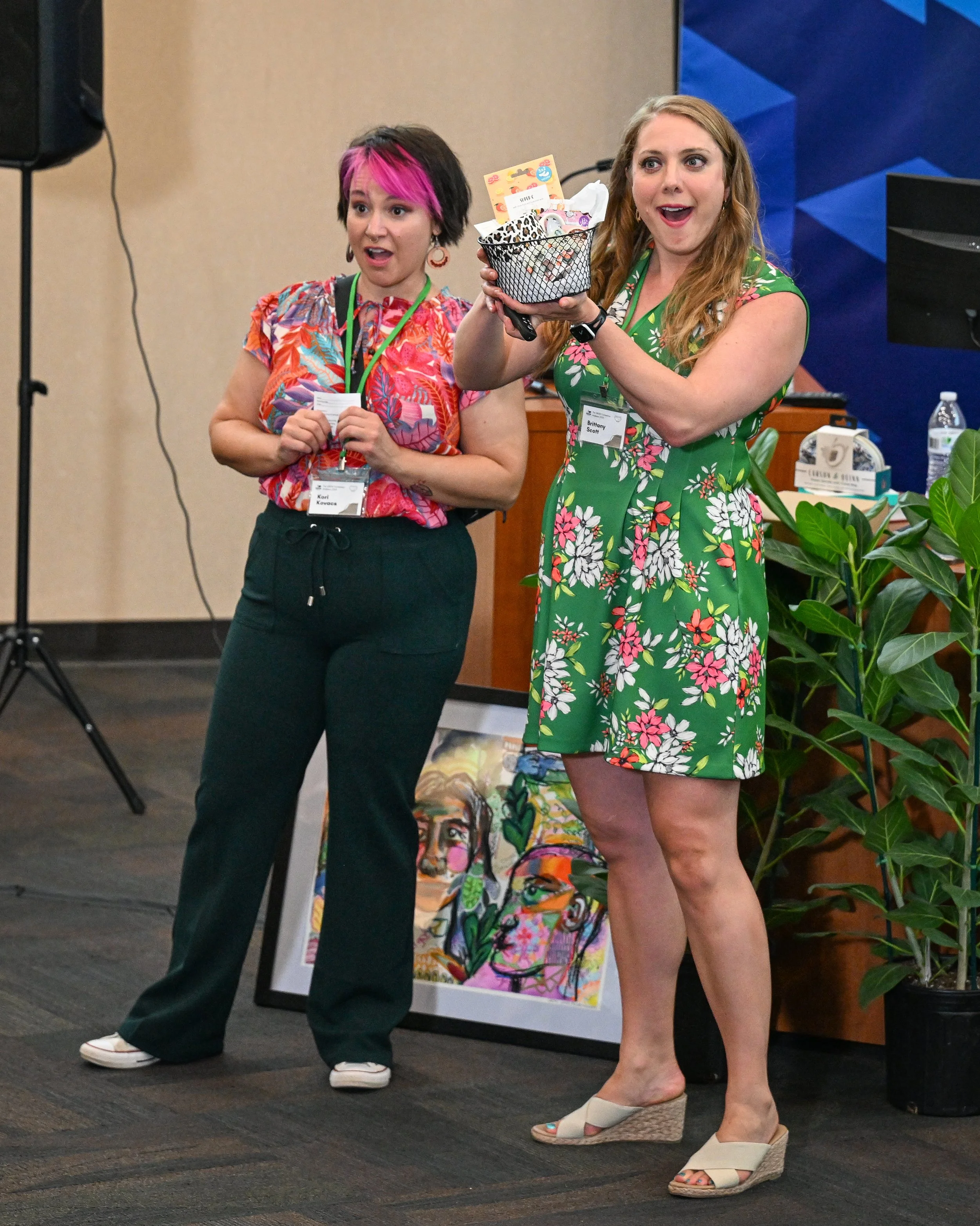 Brittany & Kori present the give aways 