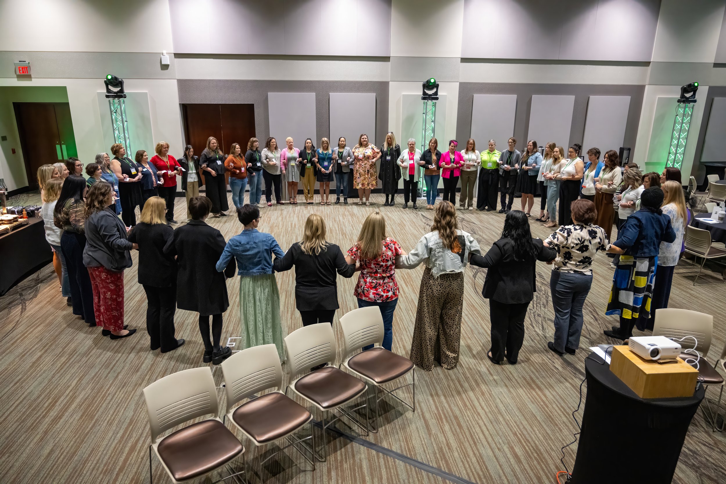A group circle to set an intention for the day