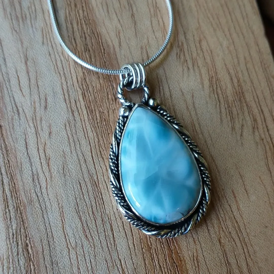 I'm about to get started on a bunch of larimar pieces. I think this is the only one I have left right now, time to make her some friends! I'm gonna try to channel some cool, Caribbean, water vibes. 

#oceandreams #pkleinjewelry #larimarjewelry #larim