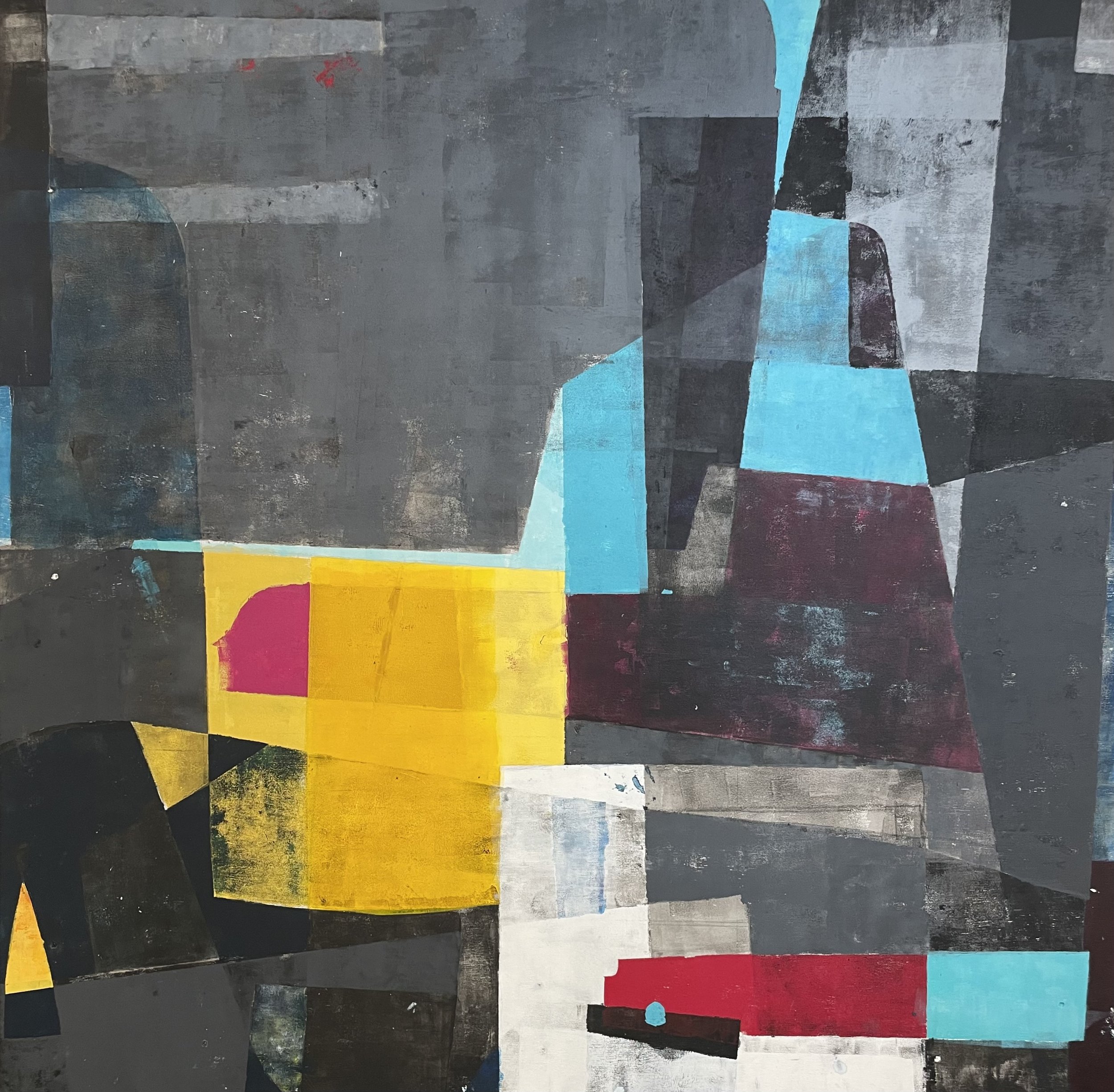 As Labor Does - 48" x 48" - Acrylic paint, screen printing ink, graphite on board