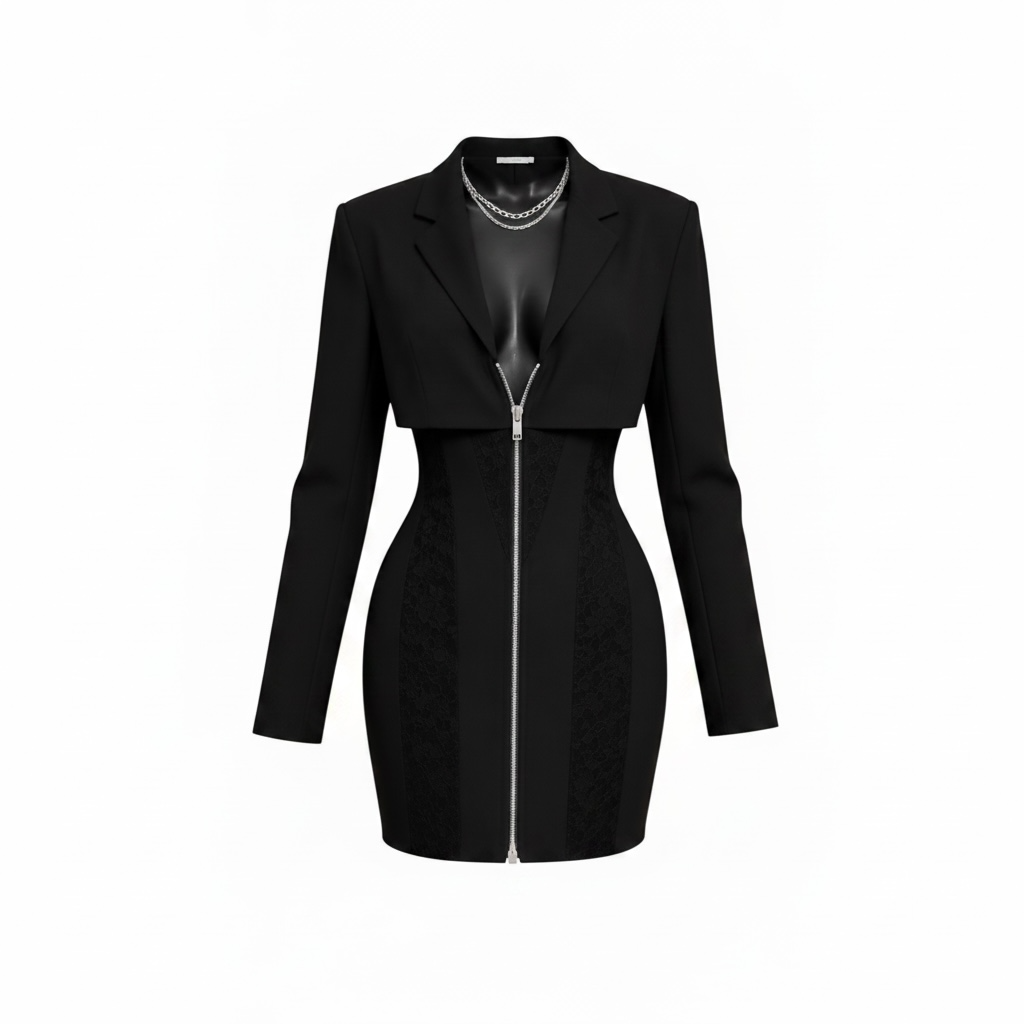Blazer Mini Lace Detail Dress
