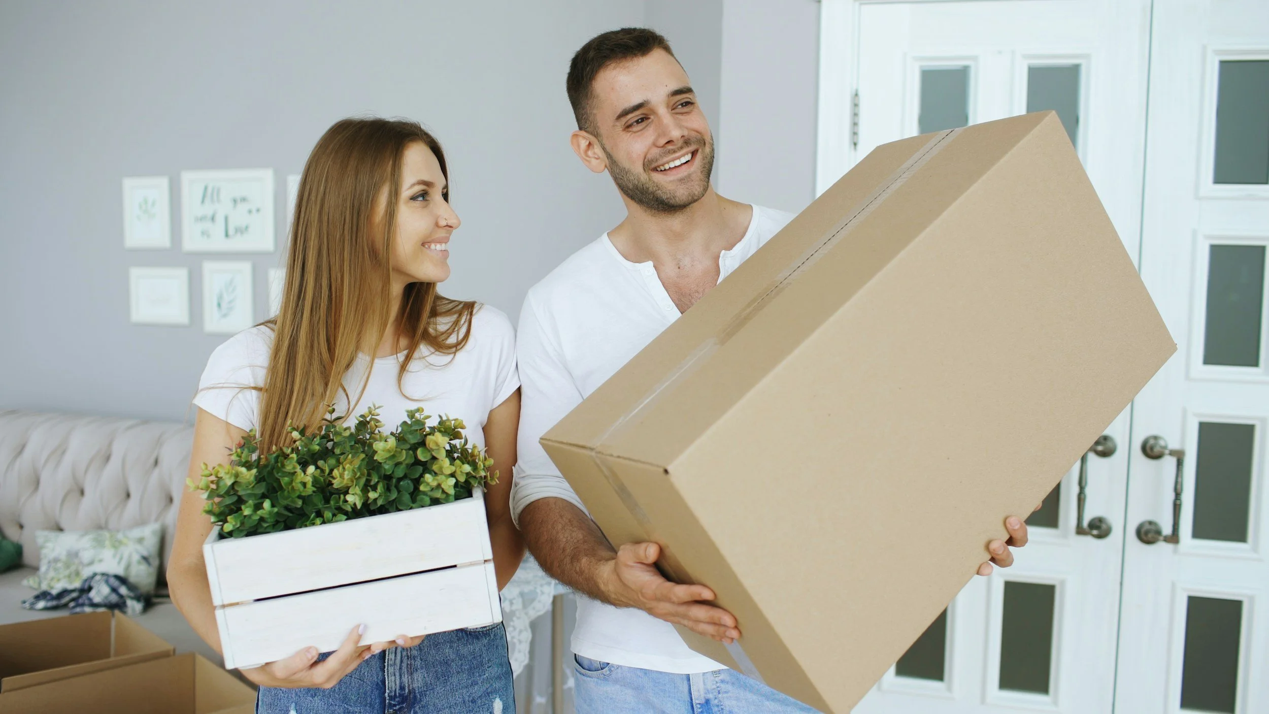 Moving boxes packed for a family relocating to a new home
