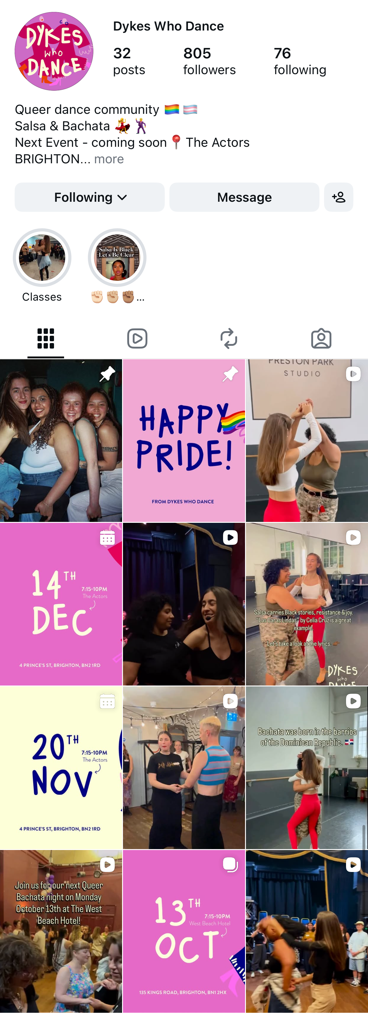 Instagram - Colourful save the date blocks highlight the next event.