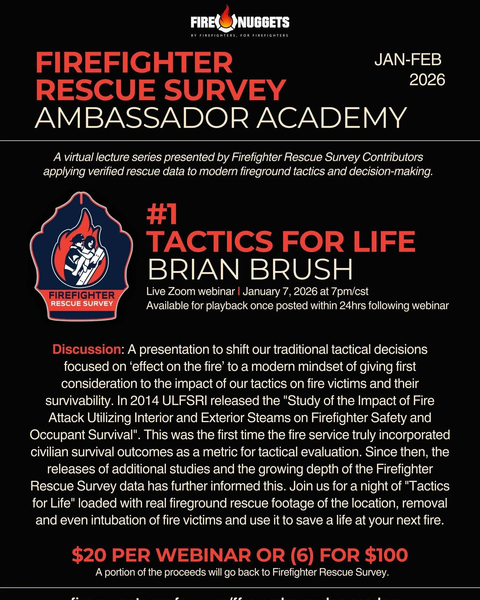 @firefighterrescuesurvey 's Ambassador Academy kicks off tomorrow night with @brianebrush discussing "Tactics for Life". 

It's not too late to sign up! If you are unable to join live, the playback will be posted within 24 hours. Once poste