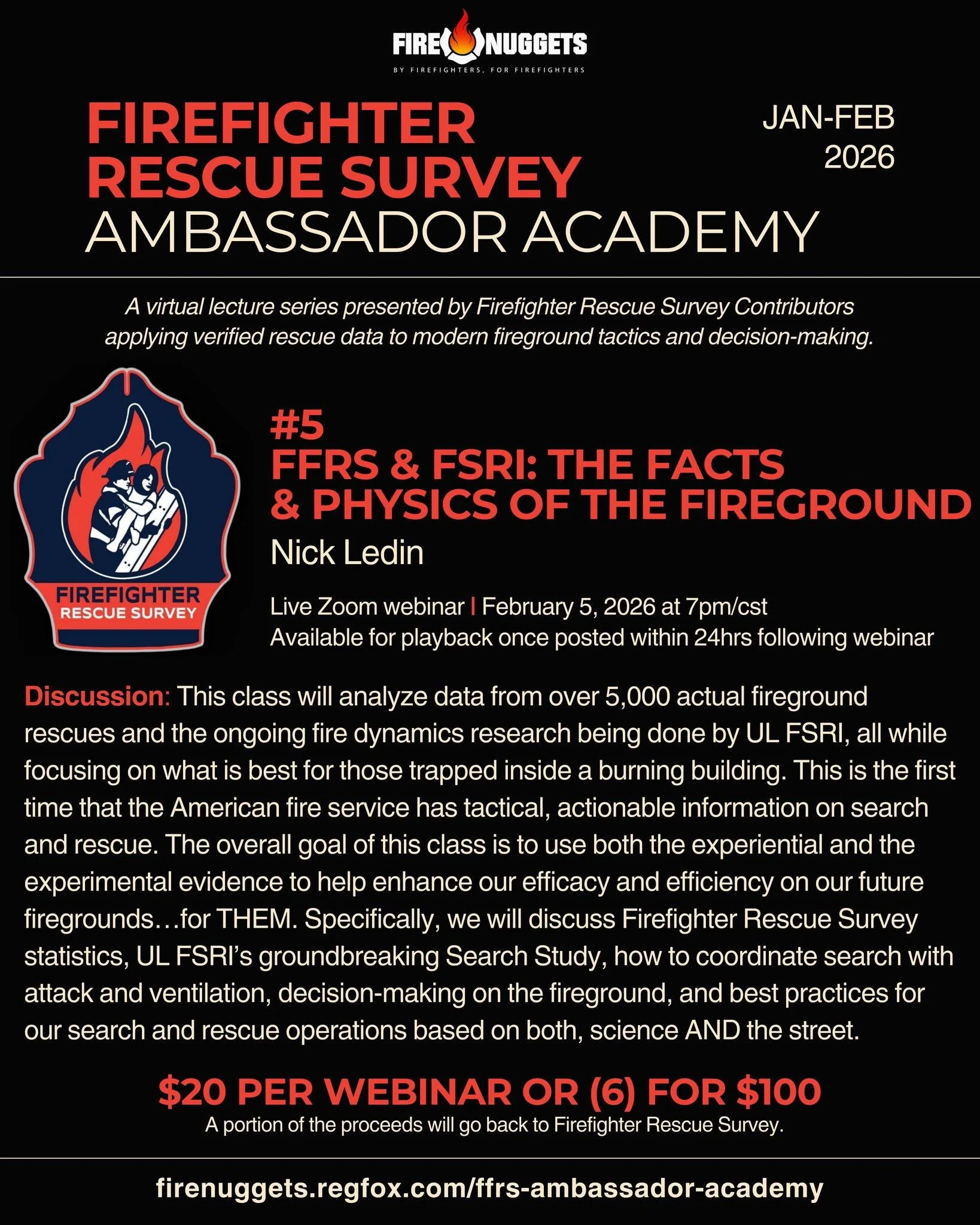THE MAN (Nick Ledin) leads this week's @firefighterrescuesurvey webinar class, which will analyze data from over 5,000 real fireground rescues and UL FSRI fire dynamics research to deliver the first truly tactical, actionable guidance on search and r