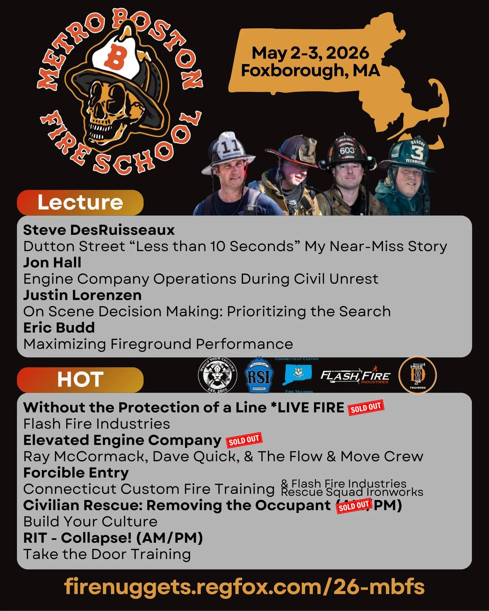 If you&rsquo;re still thinking about taking classes at  @metrobostonfireschool, don&rsquo;t wait! There's a great lecture series on May 2 and a HOT lineup on May 3!

Open Classes:

8hr - Lecture Series
8hr - Forcible Entry with @ctcustt  and @rescue_