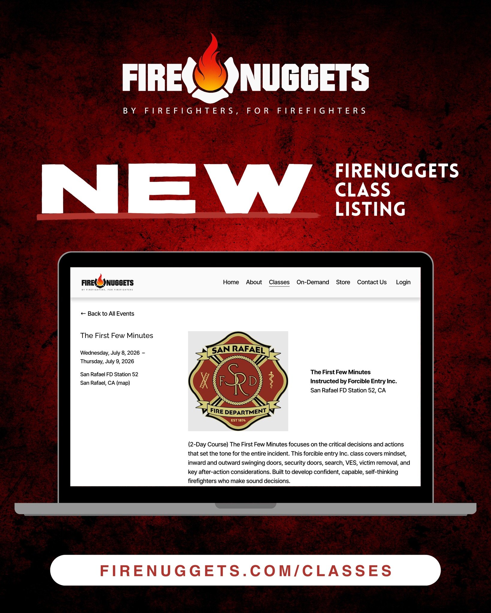 NEW
📍San Rafael, CA

The First Few Minutes
Instructed by @forcible_entry_inc 

➡ firenuggets.com/classes