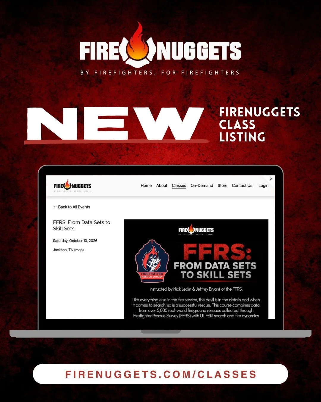 📍 Jackson, TN

@firefighterrescuesurvey is heading your way this October to present "FFRS: From Data Sets to Skill Sets" with Jeffrey Bryant and Nick Ledin!

Check it out: 
firenuggets.com/classes