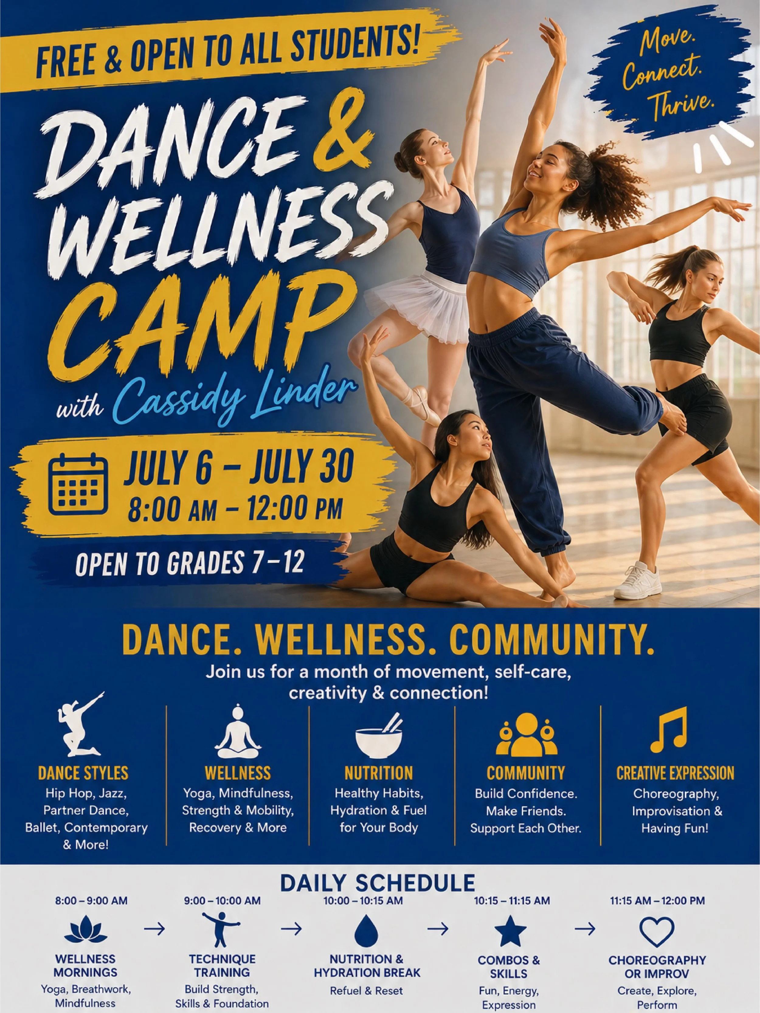 FREE Summer Opportunity: Dance &amp; Wellness Camp (Grades 7&ndash;12) LINK IN BIO

Ojai Unified students are invited to join our Dance &amp; Wellness Camp with Cassidy Linder, running July 6&ndash;30, Monday&ndash;Friday, 8:00 AM&ndash;12:00 PM at N