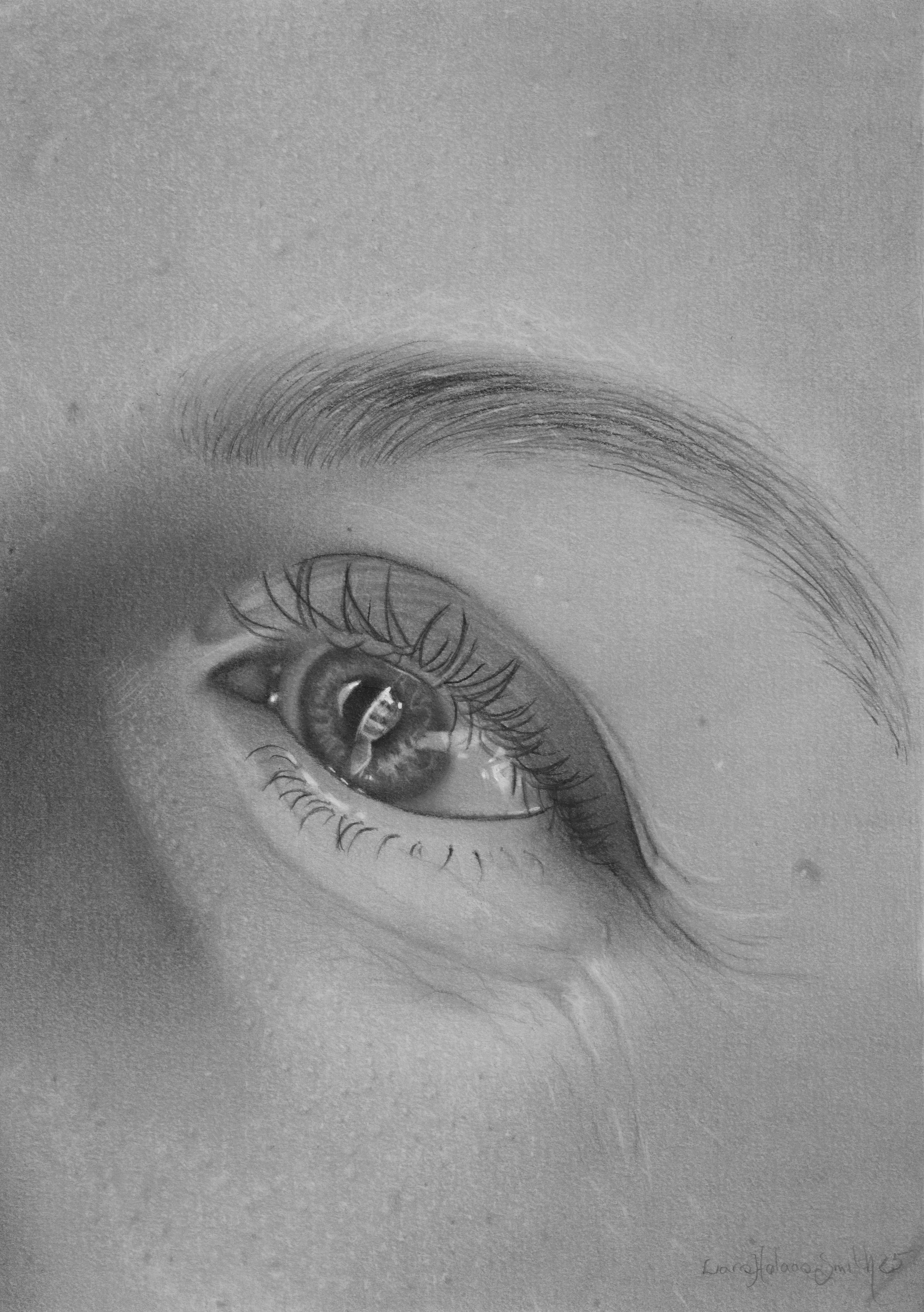 Title: "Lina´s øye"
Size: 21 x 30 cm. Medium: Graphite pencils. Paper: Daler & Rowney. Duration: 38 hours.