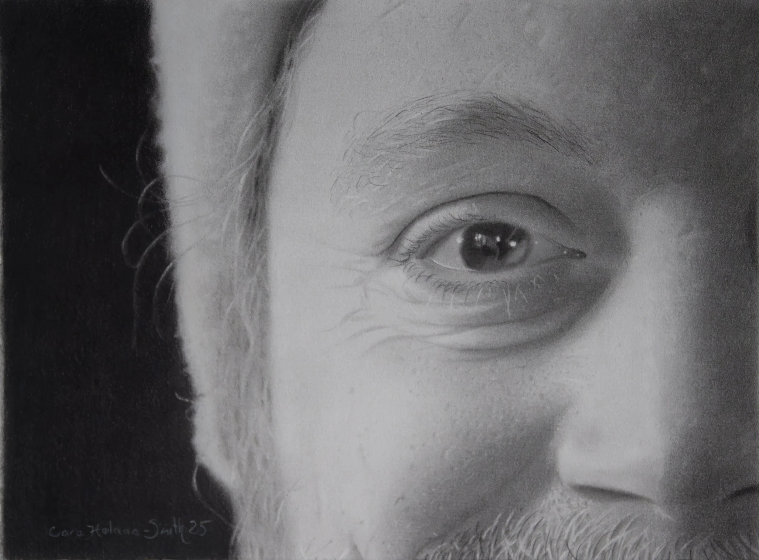 Title: "Daniel´s øye"
Size: 31 x 23 cm. Medium: Graphite pencils. Paper: Arches watercolor hotpressed. Duration: 52 hours.