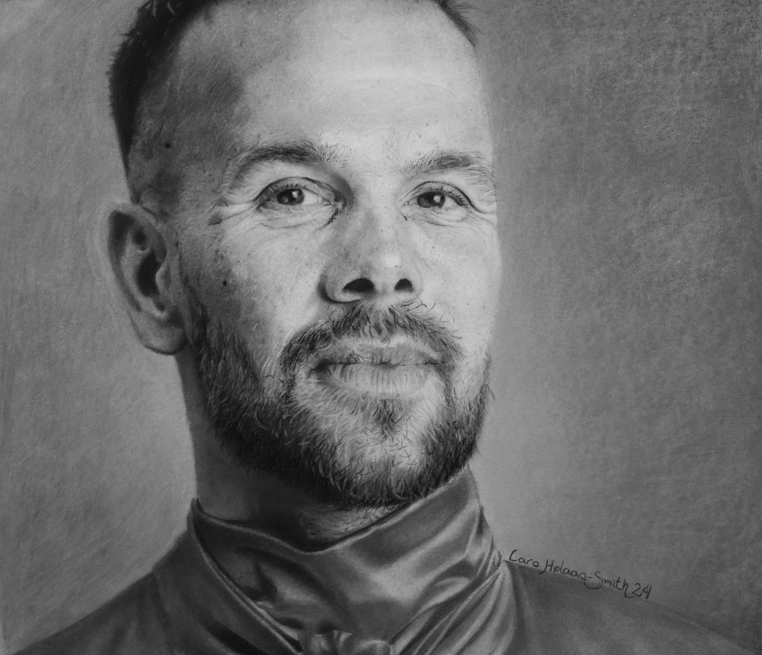 Title: "Morten Hegseth"
Size: 29 x 33 cm. Medium: Charcoal and pastel. Paper: Hahnemuhle Nostalgie. Duration: 114 hours.