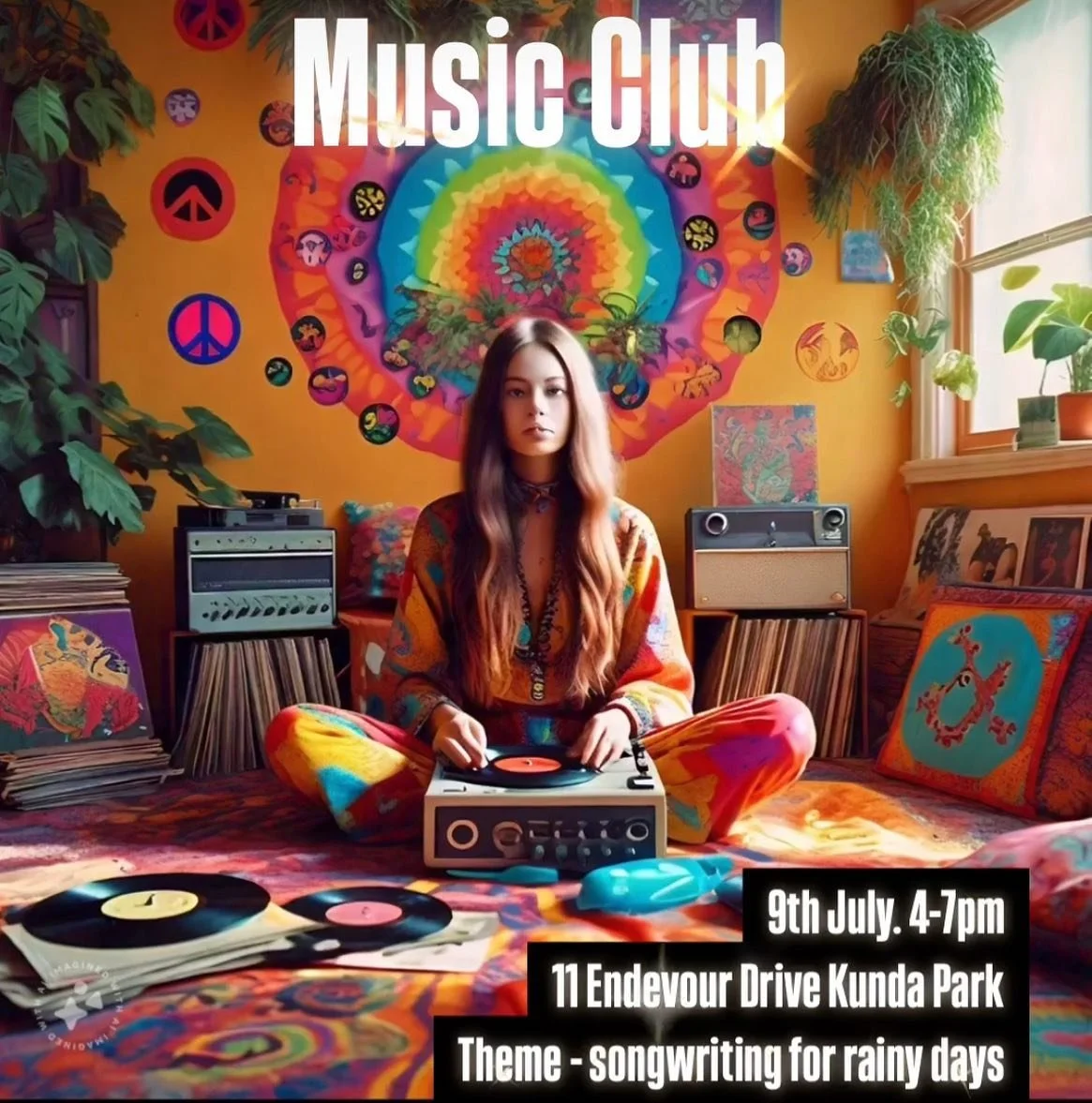 Music Club tomorrow with @a.j.henriksson chatting about songwriting for a rain day 4-7 free everyone welcome