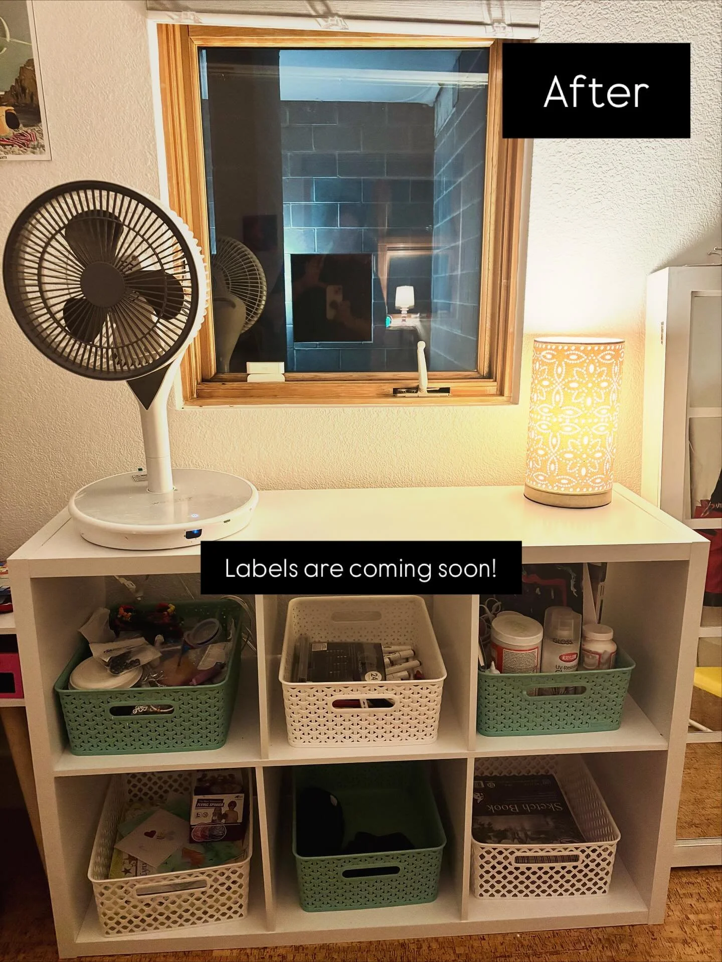 We created &ldquo;departments&rdquo; for treasures, art supplies, jewelry making, sketch books, markers, and sports accessories.  Basket tags and labels are coming soon. 🏷️ 🌈

The top of the console is calm and clean with room to display special th