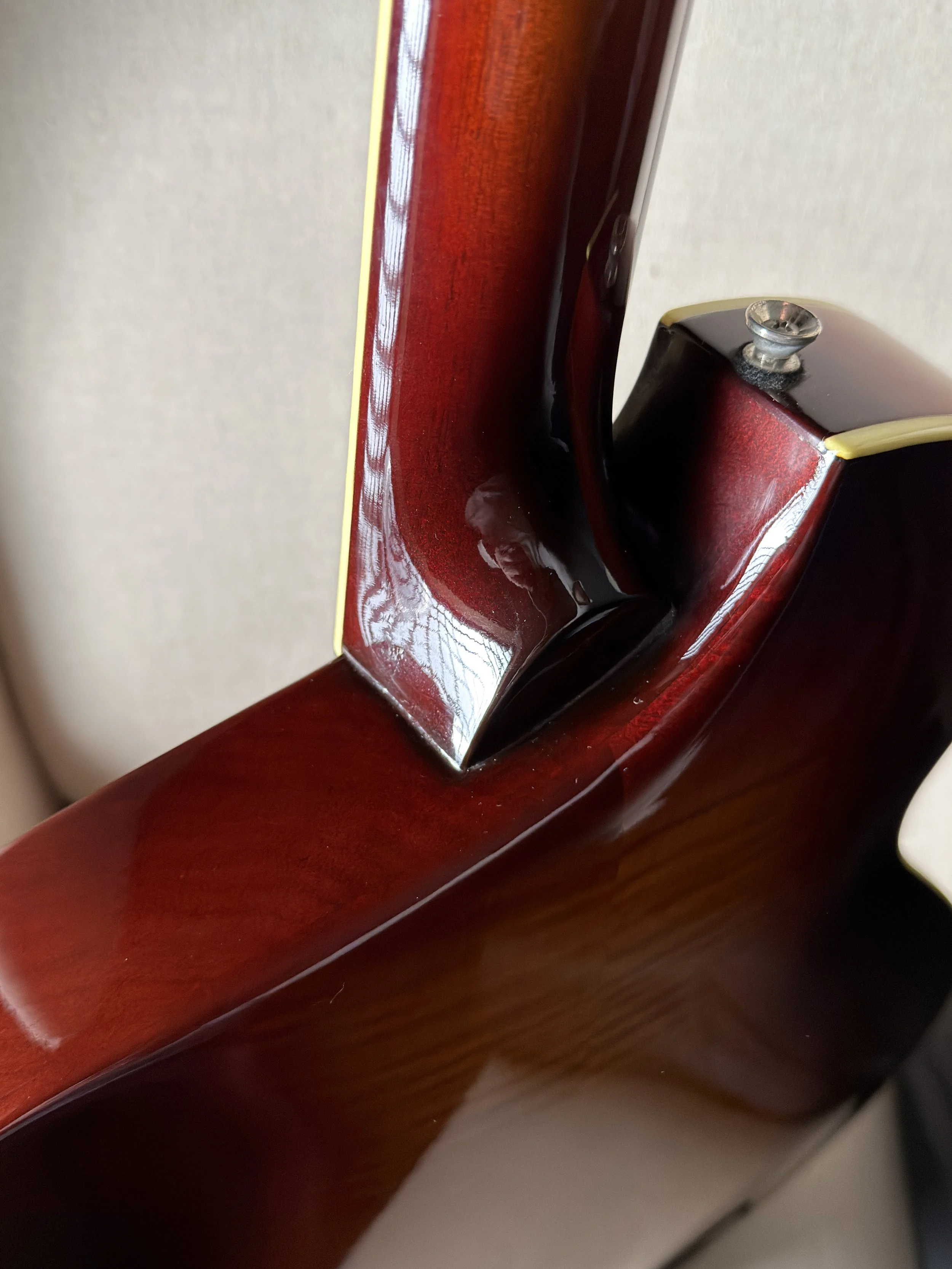 Koll RE Archtop showing neck joint