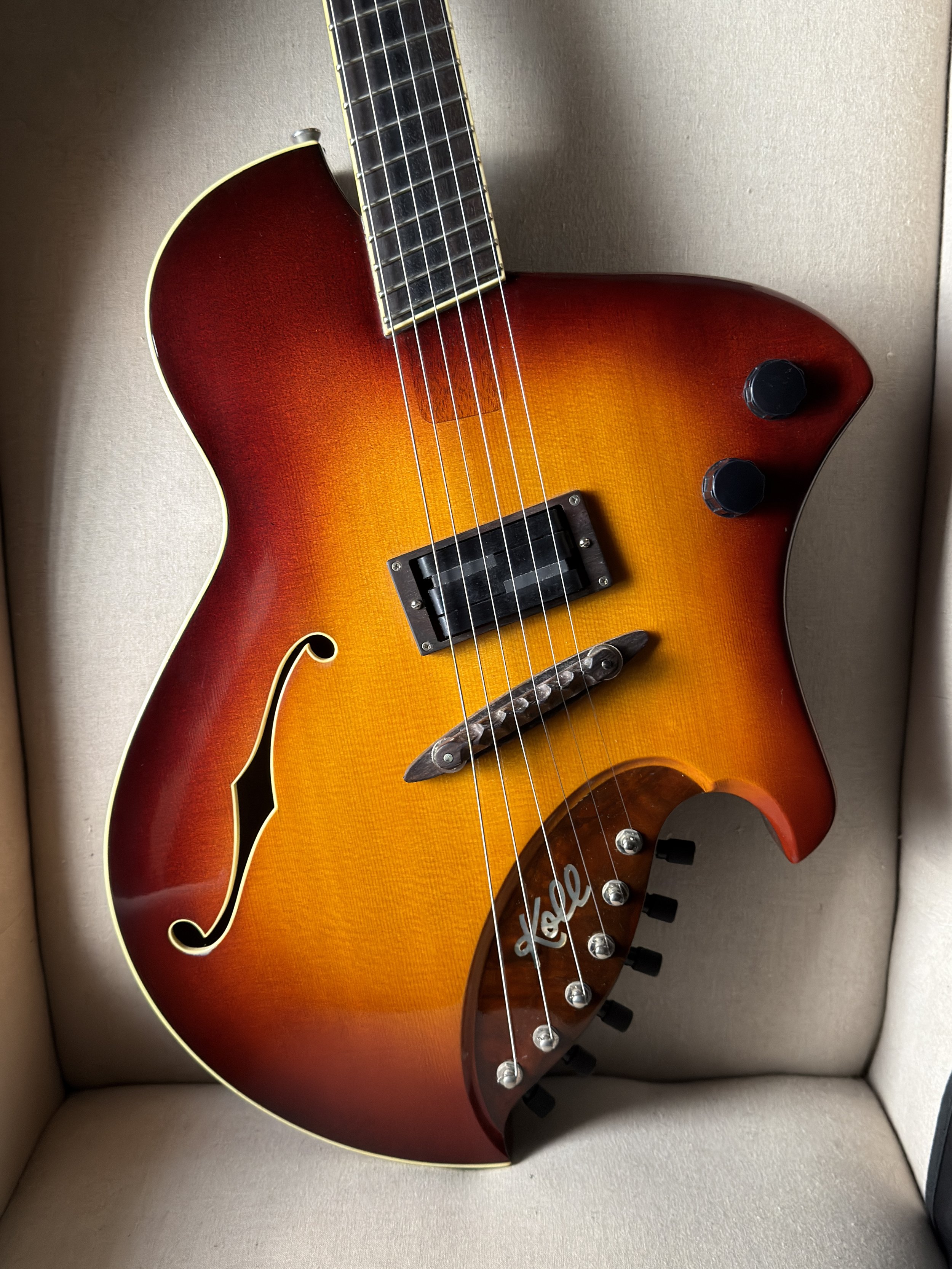 Koll RE Archtop showing spruce top