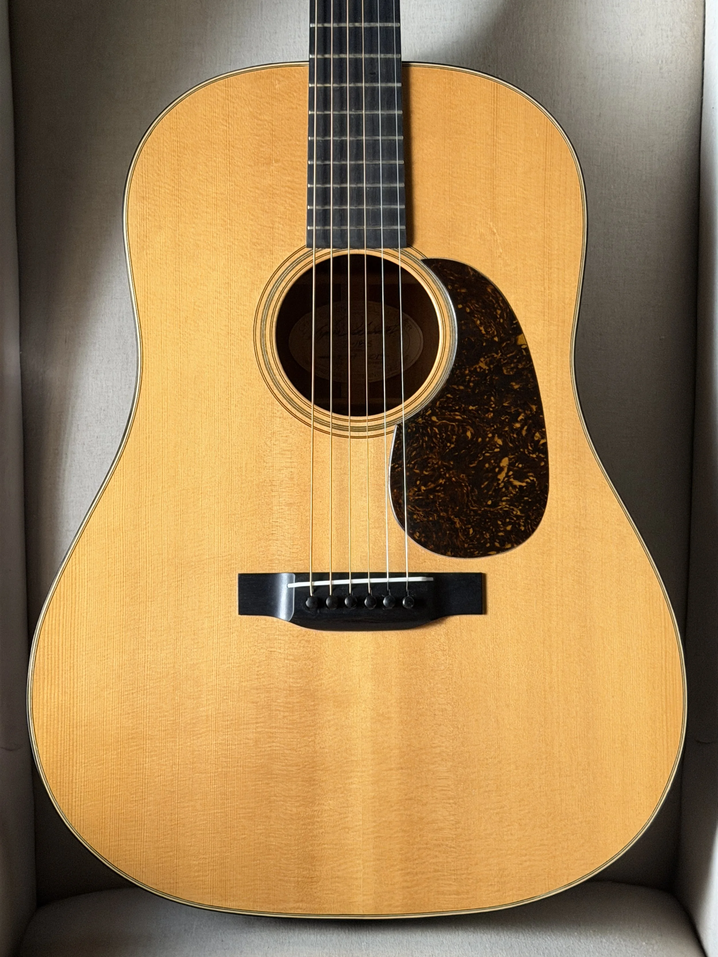 Lynn Dudenbostel guitar showing Adirondack top