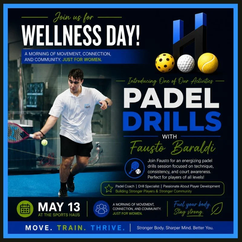 🔥 ONE OF THE FEATURED ACTIVITIES 🔥

Get ready for PADEL DRILLS with Fausto Baraldi at our Women&rsquo;s Wellness Day on May 13 at The Sports Haus!

Fausto is one of the top coaches at the Haus and a former Top 10 Padel player in the USA, bringing e