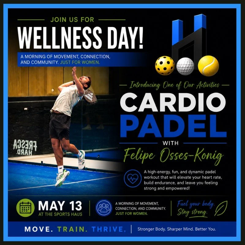 🔥 ACTIVITY SPOTLIGHT: CARDIO PADEL 🔥

Get ready to move with Felipe Osses-Konig at Wellness Day on May 13 at The Sports Haus 💙

Felipe isn&rsquo;t just bringing the energy&mdash;he&rsquo;s bringing elite experience. As a Padel Coach, Personal Trai