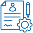 Landscape of snow-capped mountains in the background with rolling grassy hills and a small building in the foreground.