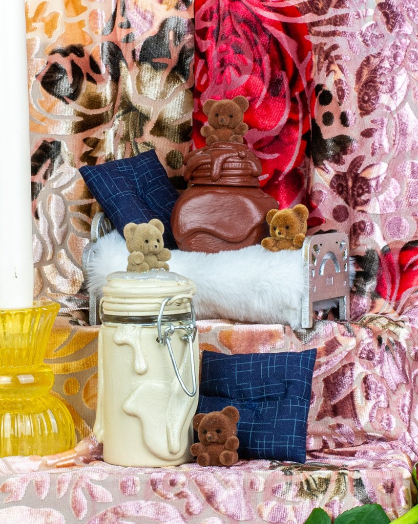 Beige Teddy Bear Jar