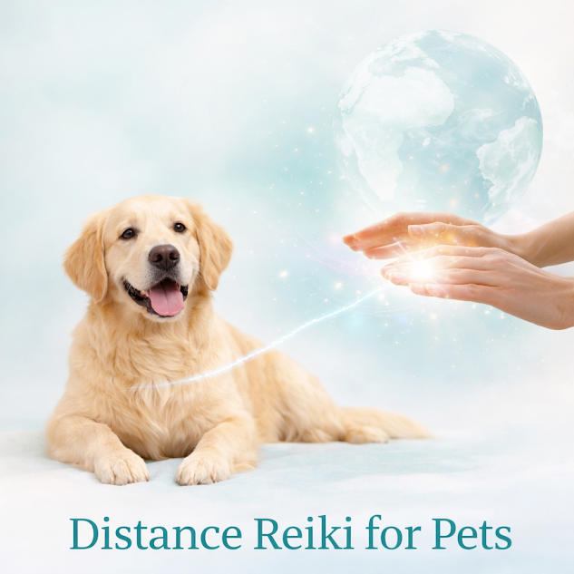 Golden retriever representing distance Reiki energy healing for pets