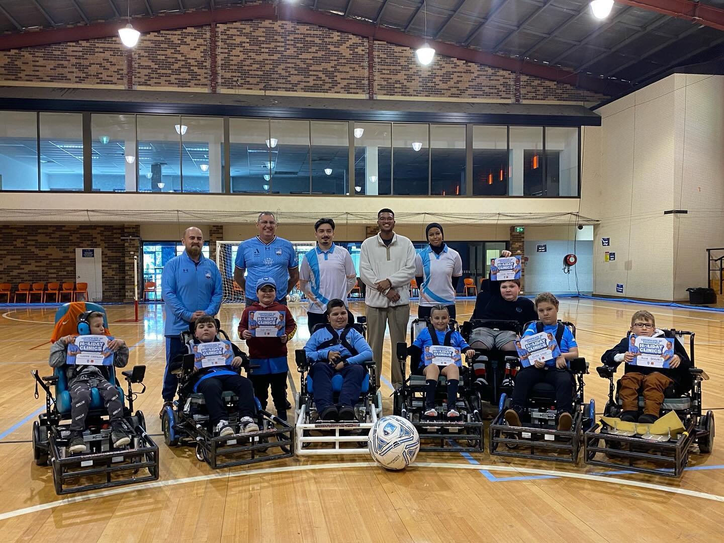 Last Thursday and Friday, we held our @sydneyfc_powerchair holiday clinic at Valentine Sports Park. It was great to be able to have 11 participants involved, with many of those new players who&rsquo;d never played the sport previously. 

To see the s