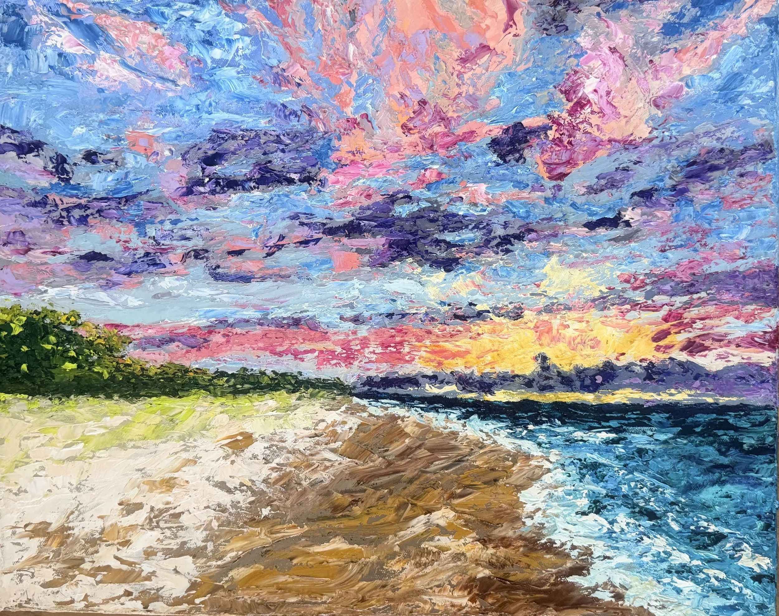 Radiant Skies 51x40cm $320 Pallet knife