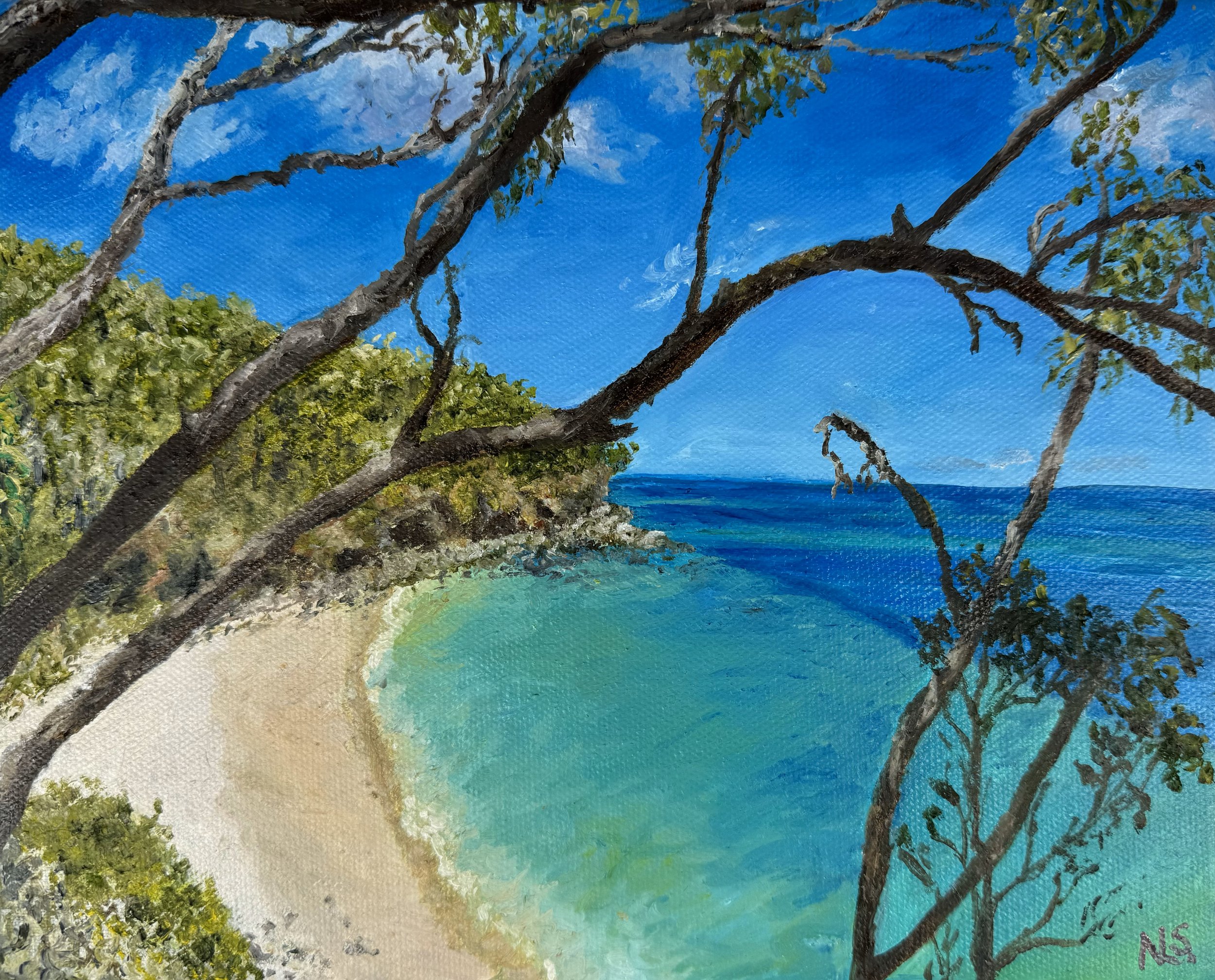 Turquoise Sands - 25 X 20cm + Frame - $279