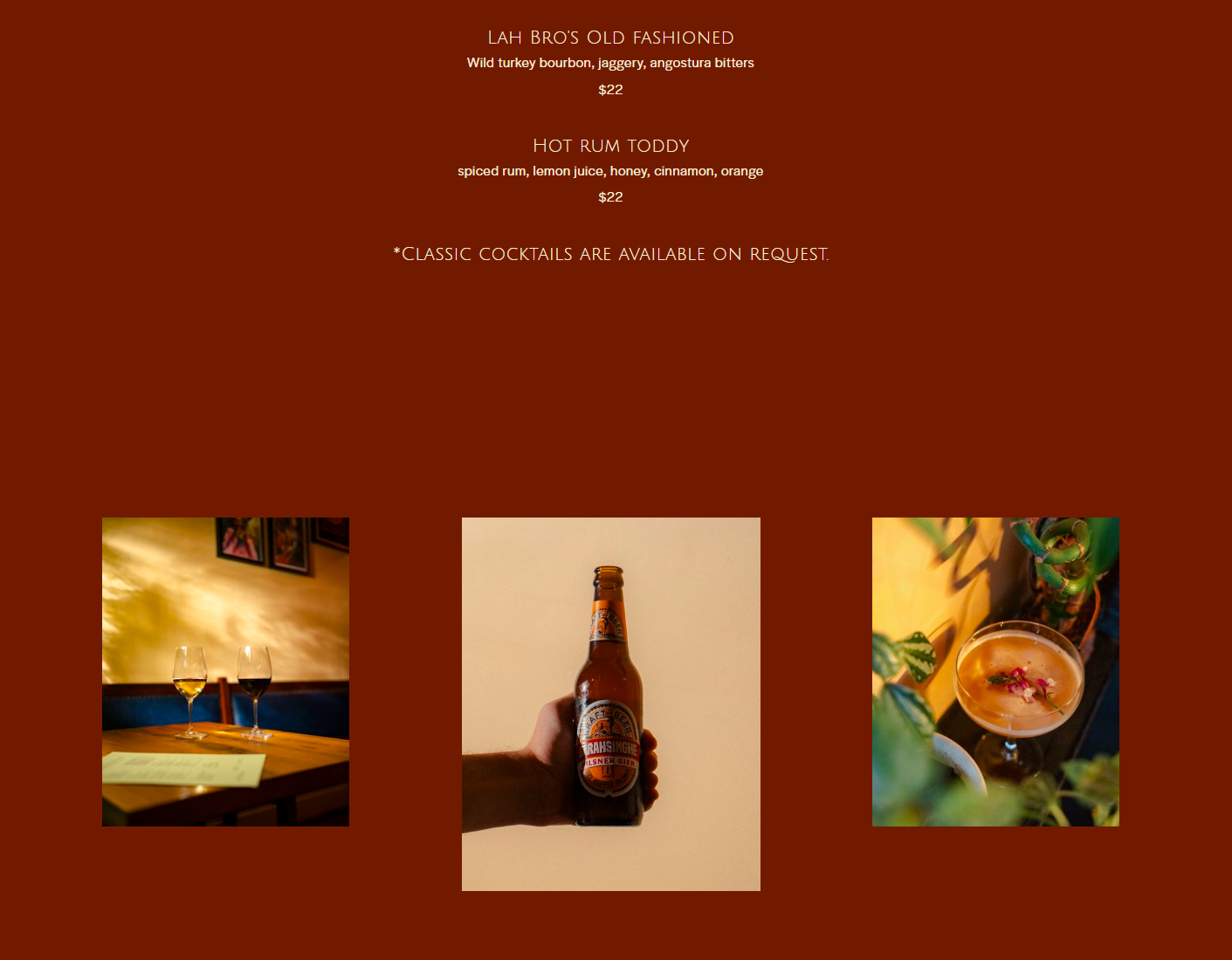 Drink menu