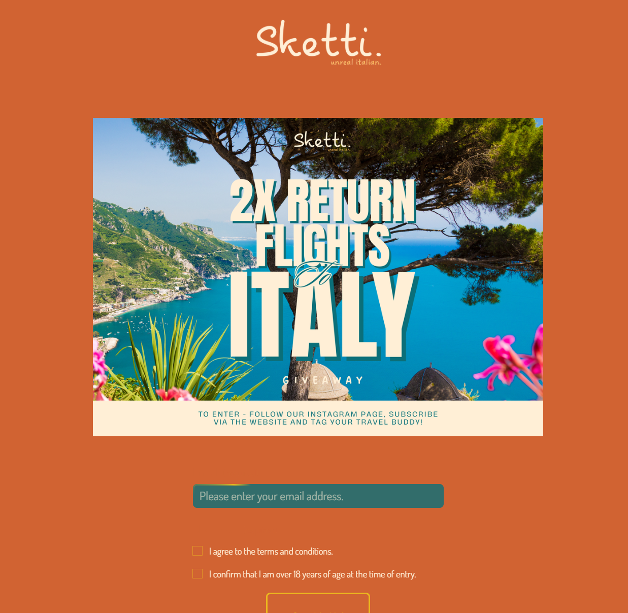 Give-away landing page