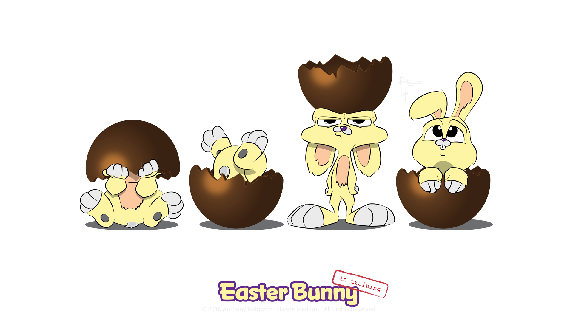 easter, bunny, illustration, cartoon, egg, chocolate, poster, funny, cute