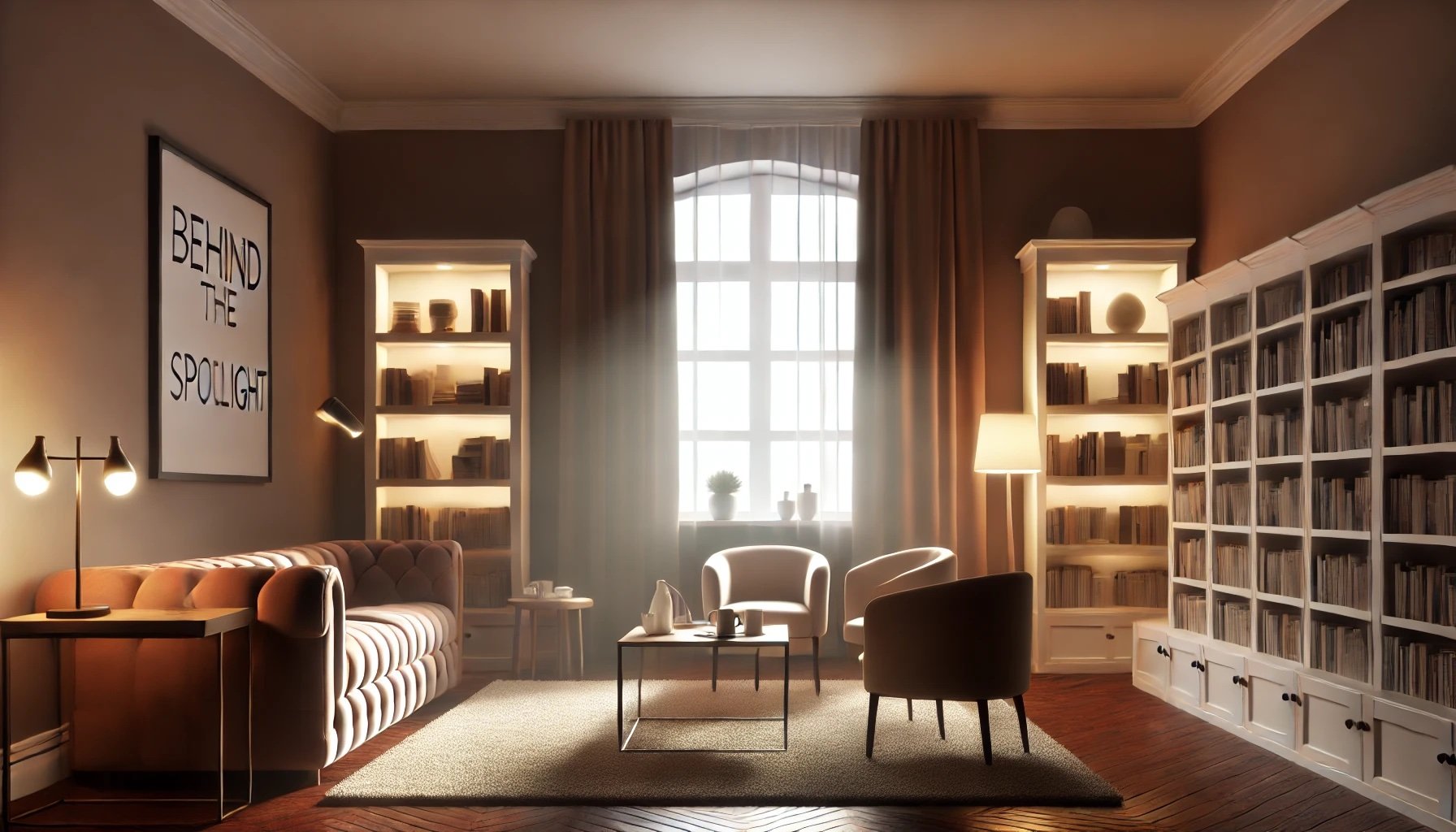 DALL·E 2024-10-14 10.34.40 - A serene and thoughtful scene for a counseling service, titled 'Behind the Spotlight'. The image should feature an intimate and cozy office setting wi.jpg