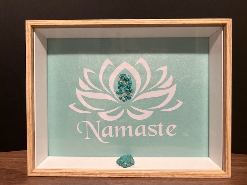 Namaste with Turquoise Crystals
