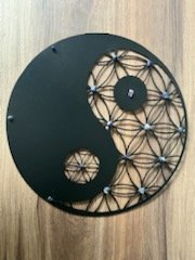 YIN YANG METAL CIRCLE WITH CRYSTALS