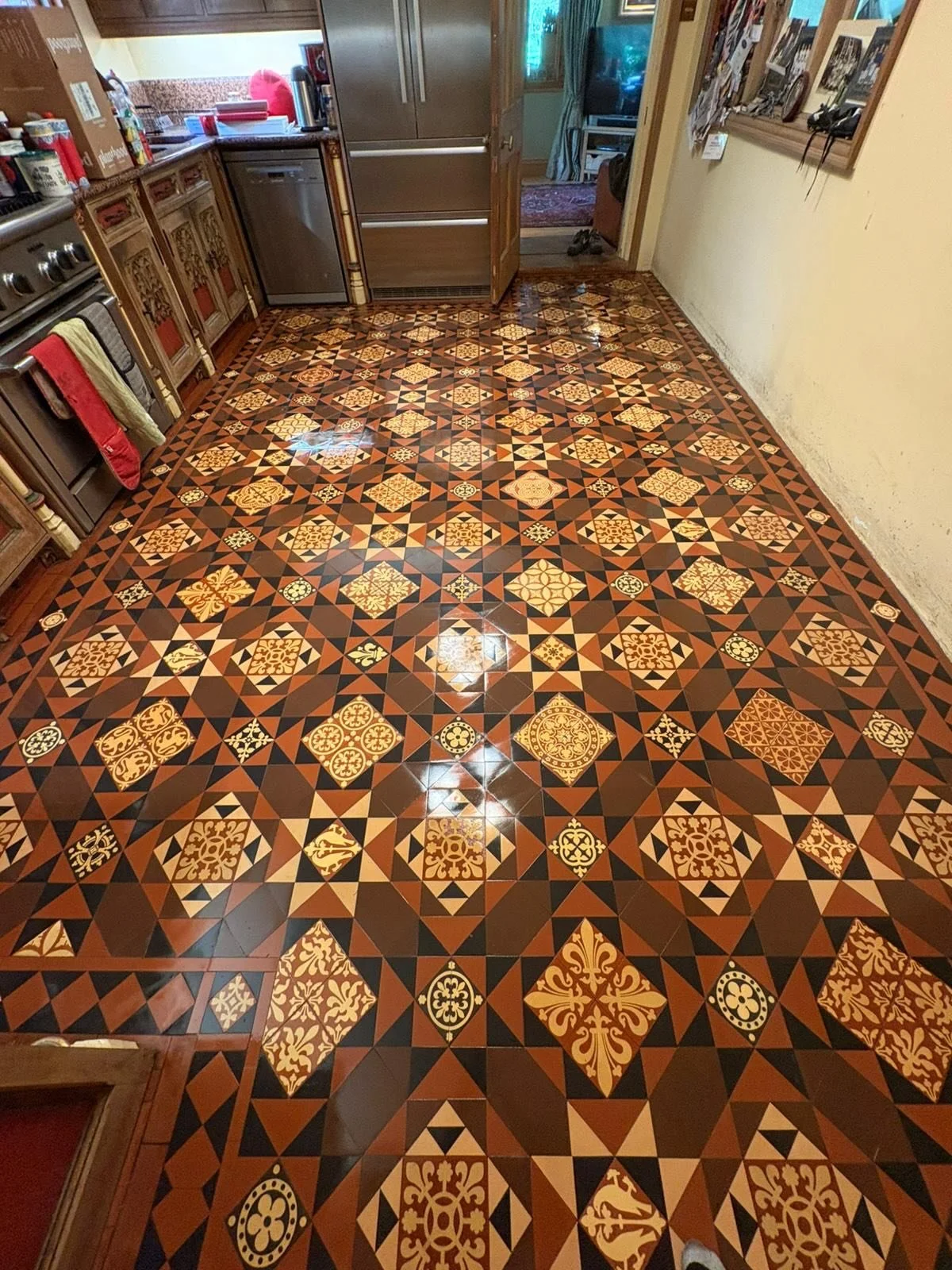 Almost 30 years ago, my late father and I installed this stunning floor using a combination of reclaimed and new tiles. Today my son and I returned to give it a clean and seal. I&rsquo;m sure my father would be pleased the floor is still as stunning 