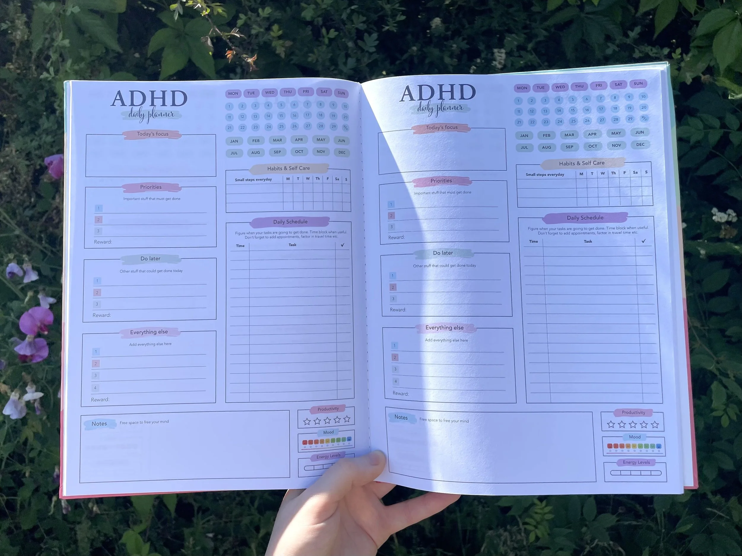 ADHD Daily Planner A4 Hardback Open Pages.jpg