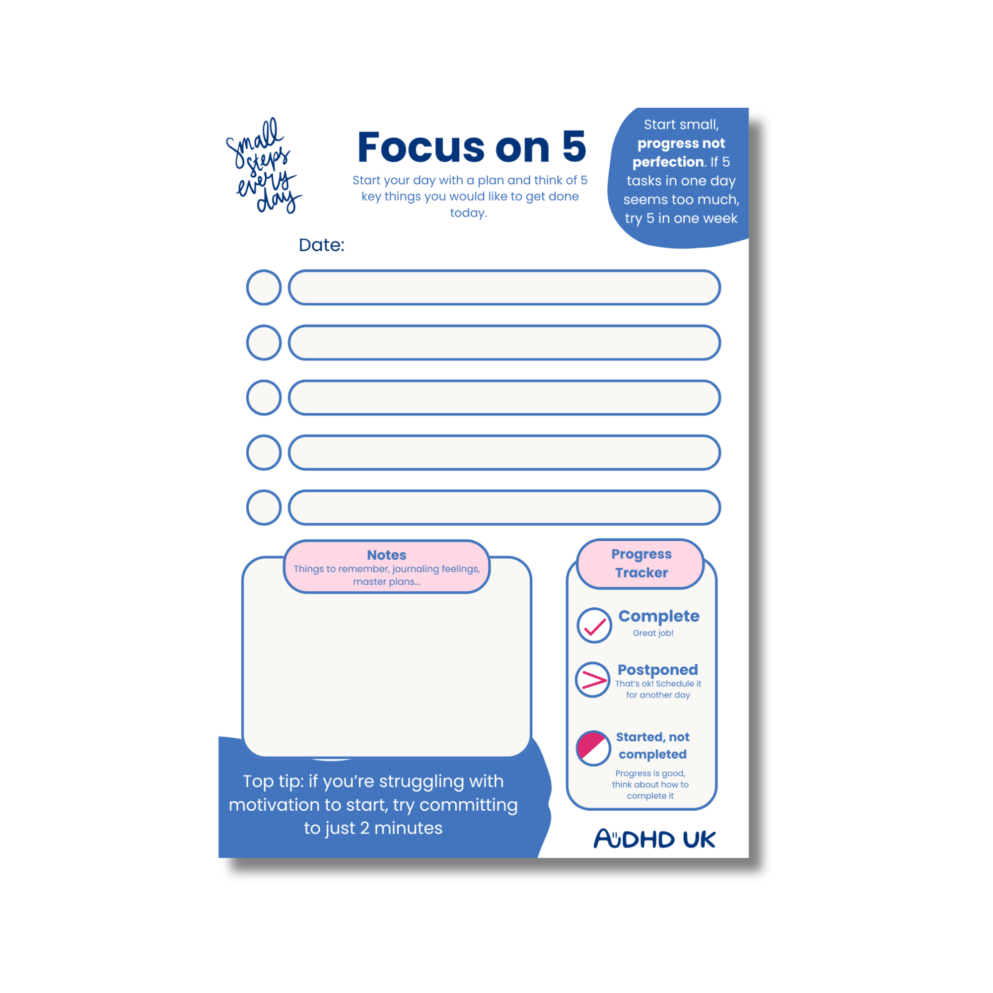 Focus On 5 To-Do List (PDF Download)