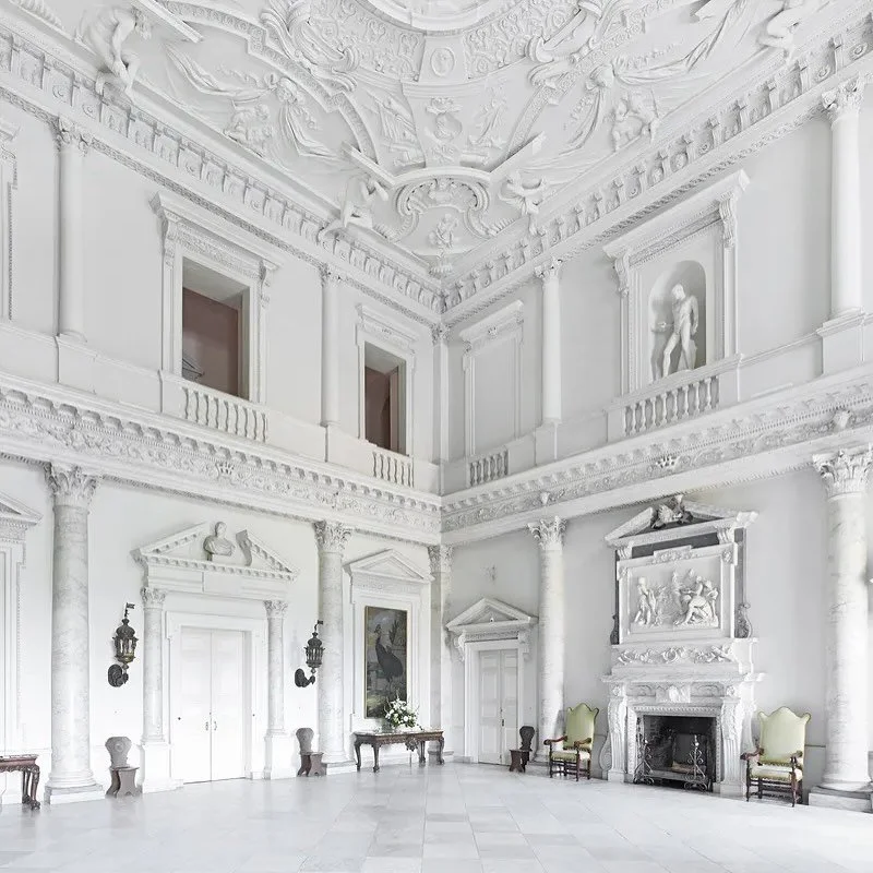 THE MARBLE HALL | CLANDON PARK
The Marble Hall at Clandon Park (swipe for images from before and after the catastrophic 2015 fire).

Once one of the most spectacular entrance halls in the country, this 18th century hall - built for the 2nd Lord Onslo