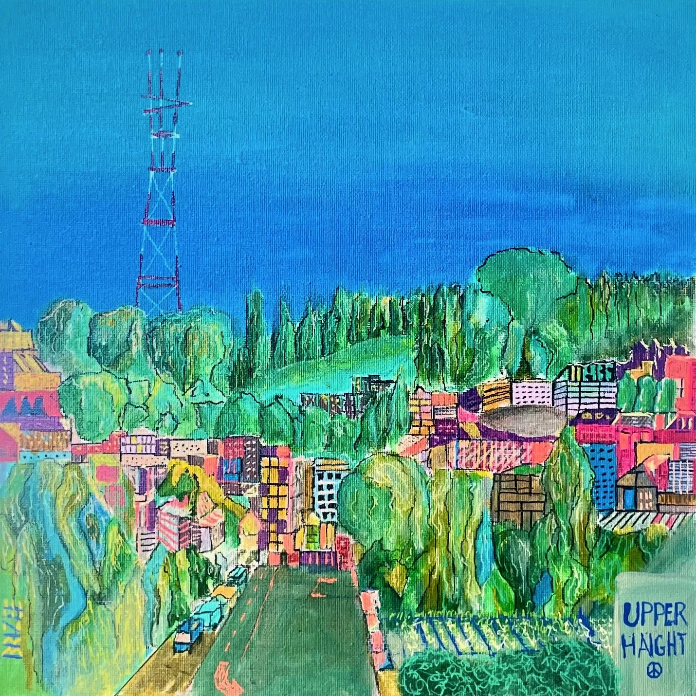 36 Views of Sutro Tower -Upper Haight.
12" x 12" Acrylic on canvas board