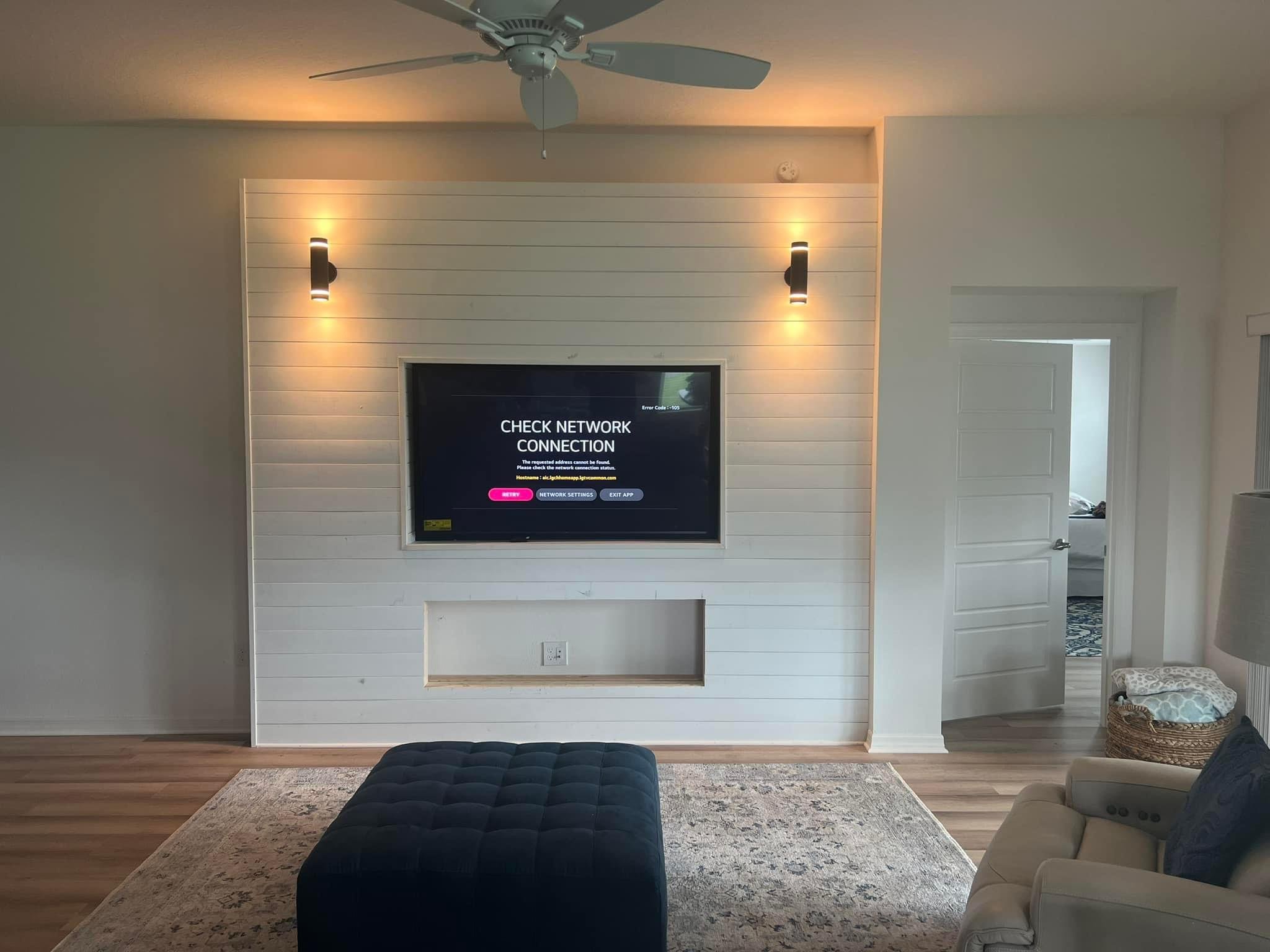 Custom Wood Bump Out Tv Mount and Fireplace Install