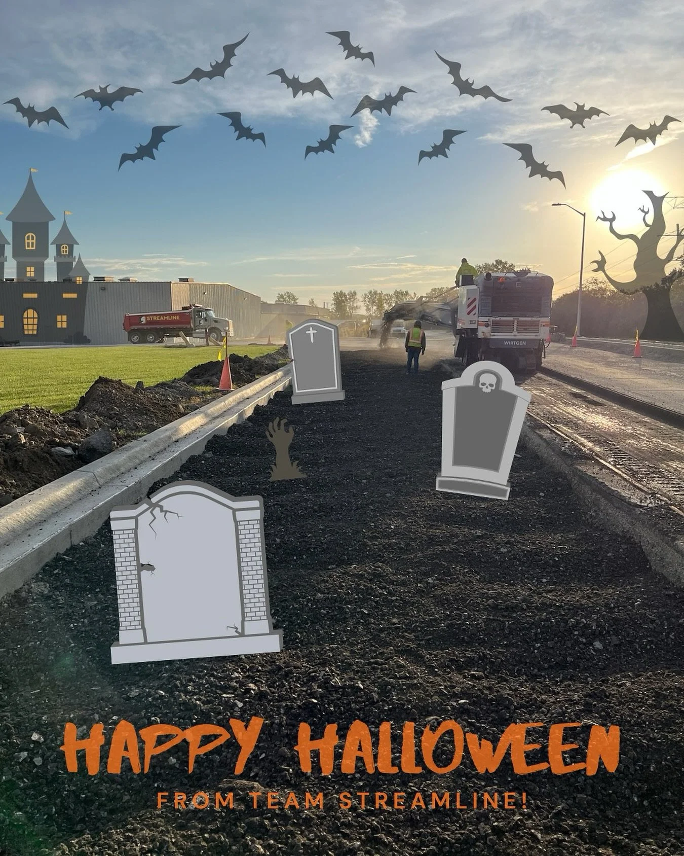 Our excavation site&rsquo;s looking a little haunted this week&hellip; Wishing you a safe and spooky Halloween weekend from Streamline Paving! 🎃

#streamlinepaving #happyhalloween #excavation #frankfortil #illinoisconstruction #halloween