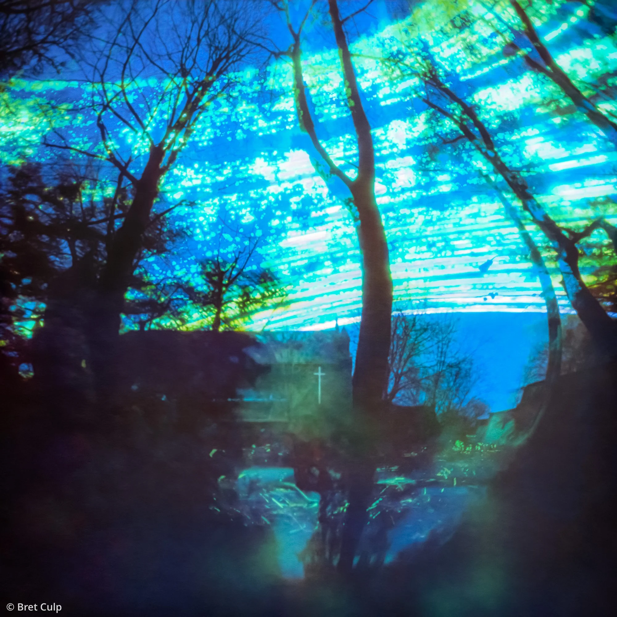 A 154-day pinhole camera solargraph showing sun trails over Toronto, Ontario, from July 20 to December 21, 2015, by Bret Culp.