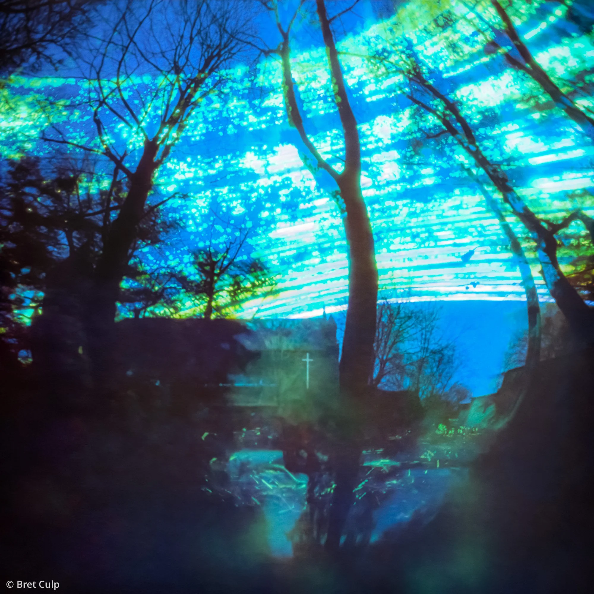 A 154-day pinhole camera solargraph showing sun trails over Toronto, Ontario, from July 20 to December 21, 2015, by Bret Culp.