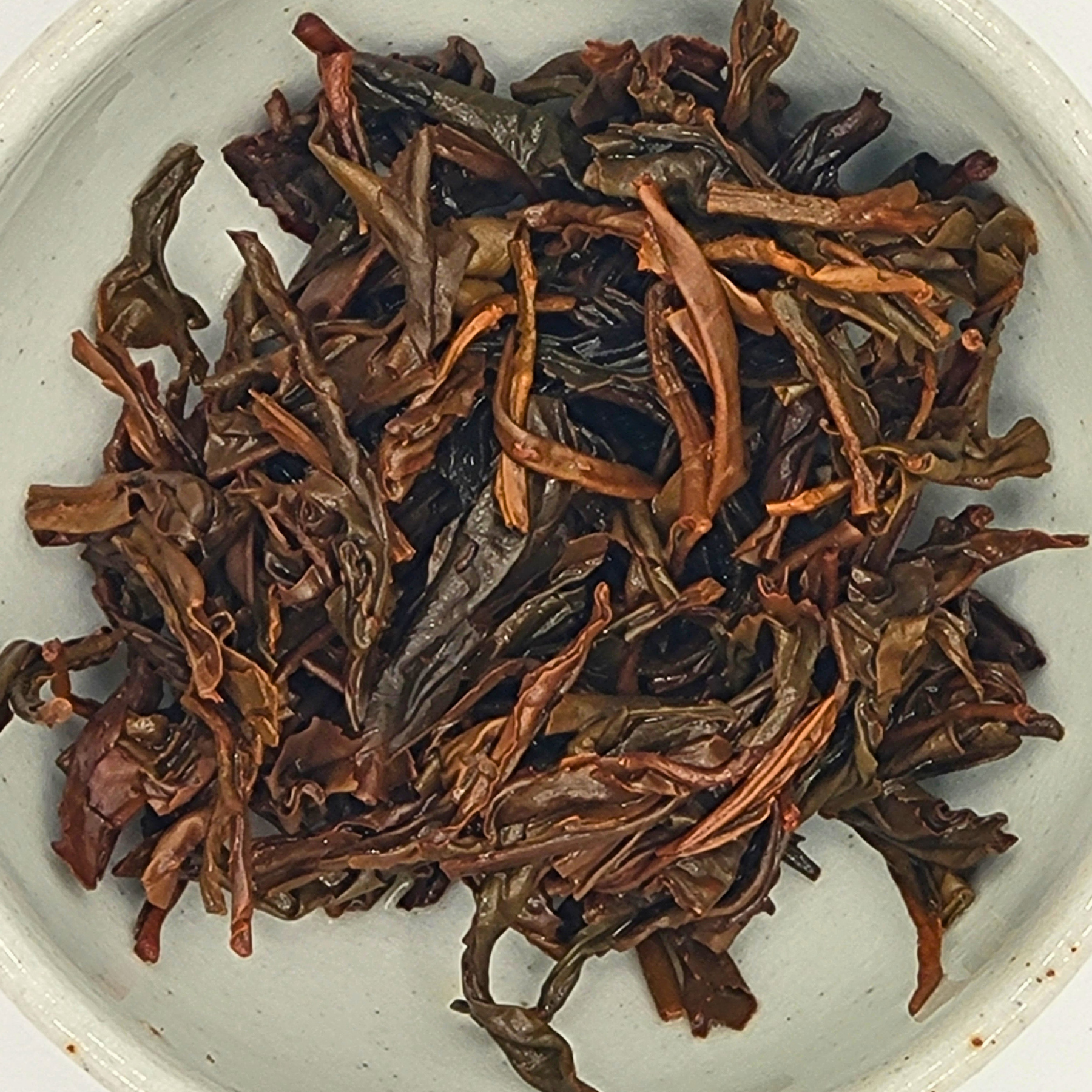 Close up of brewed Hong Cha loose leaf tea leaves.