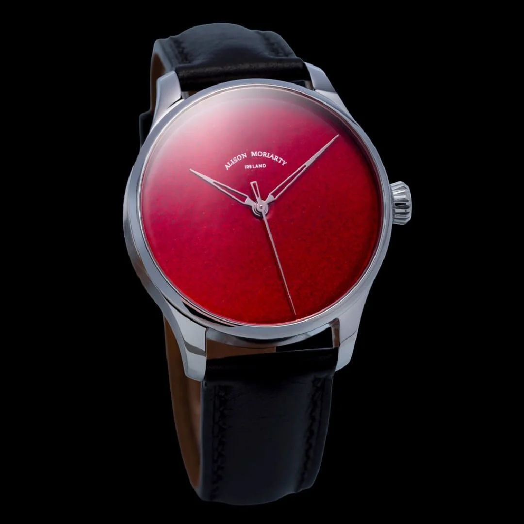 Hibana red Enamel Dialed watch from Moriarty Watches