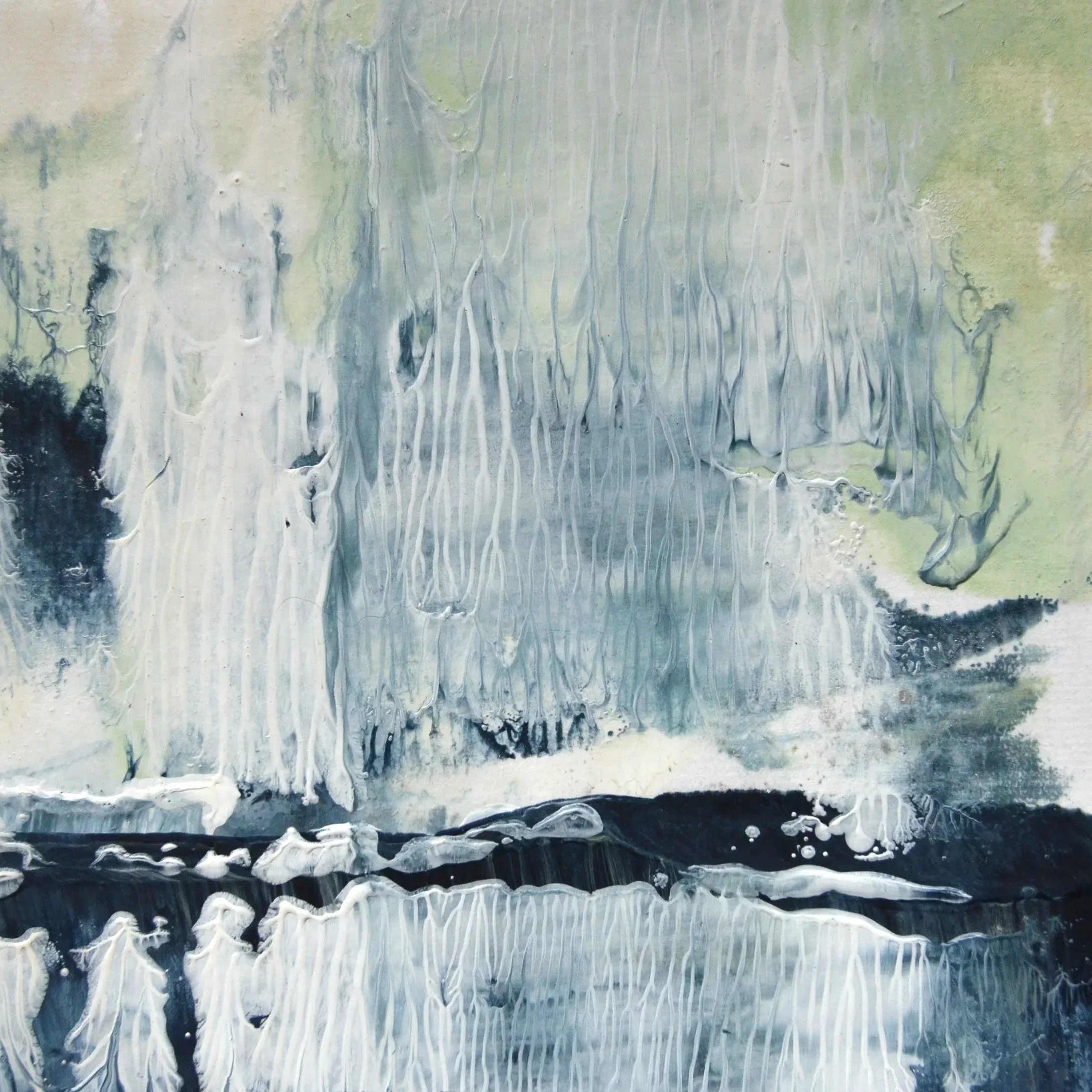 6x6 encaustic monotype on paper