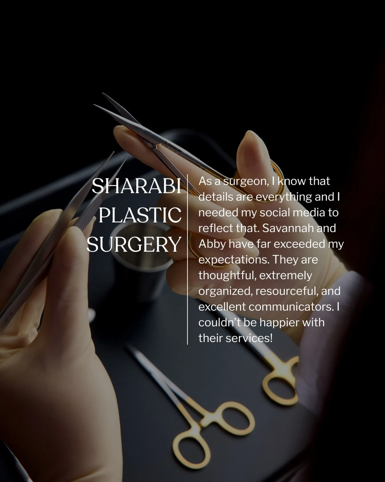 Our clients are at the heart of everything we do.

Working with Sharabi Plastic Surgery means being part of a practice that prioritizes care, precision, and a truly patient-centered experience.

Grateful to collaborate with a team that leads with bot